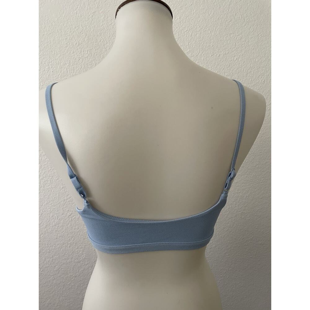 COS Bikini Top Womens 8 Light Blue Excellent Wrap Front Textured Swim - Picture 6 of 11